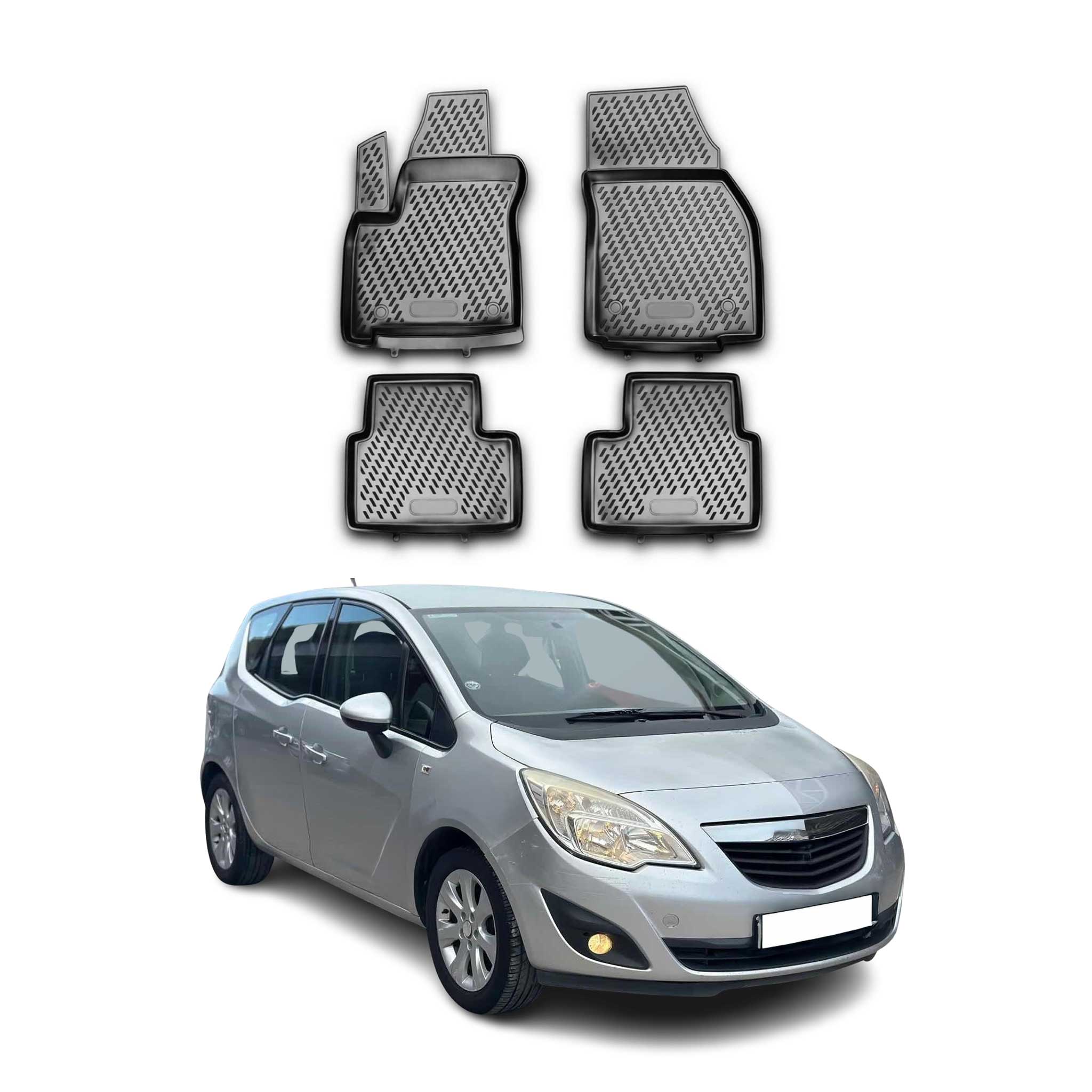OMAC Gummimatten Fußmatten für Opel Meriva B 2010-2017 TPE Automatten Schwarz 4x