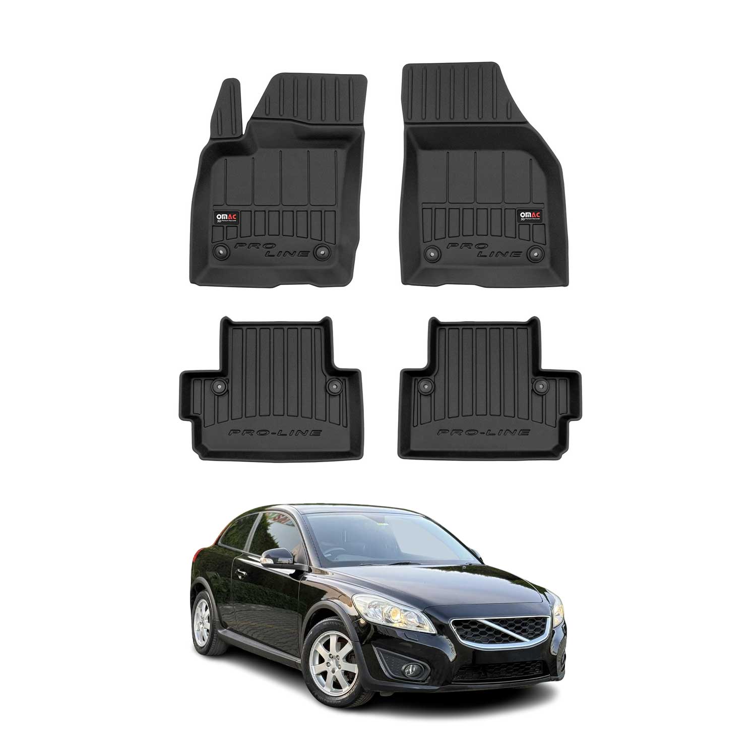 OMAC Gummi Fußmatten für Volvo C30 2006-2013 Premium TPE 3D Automatten 4tlg