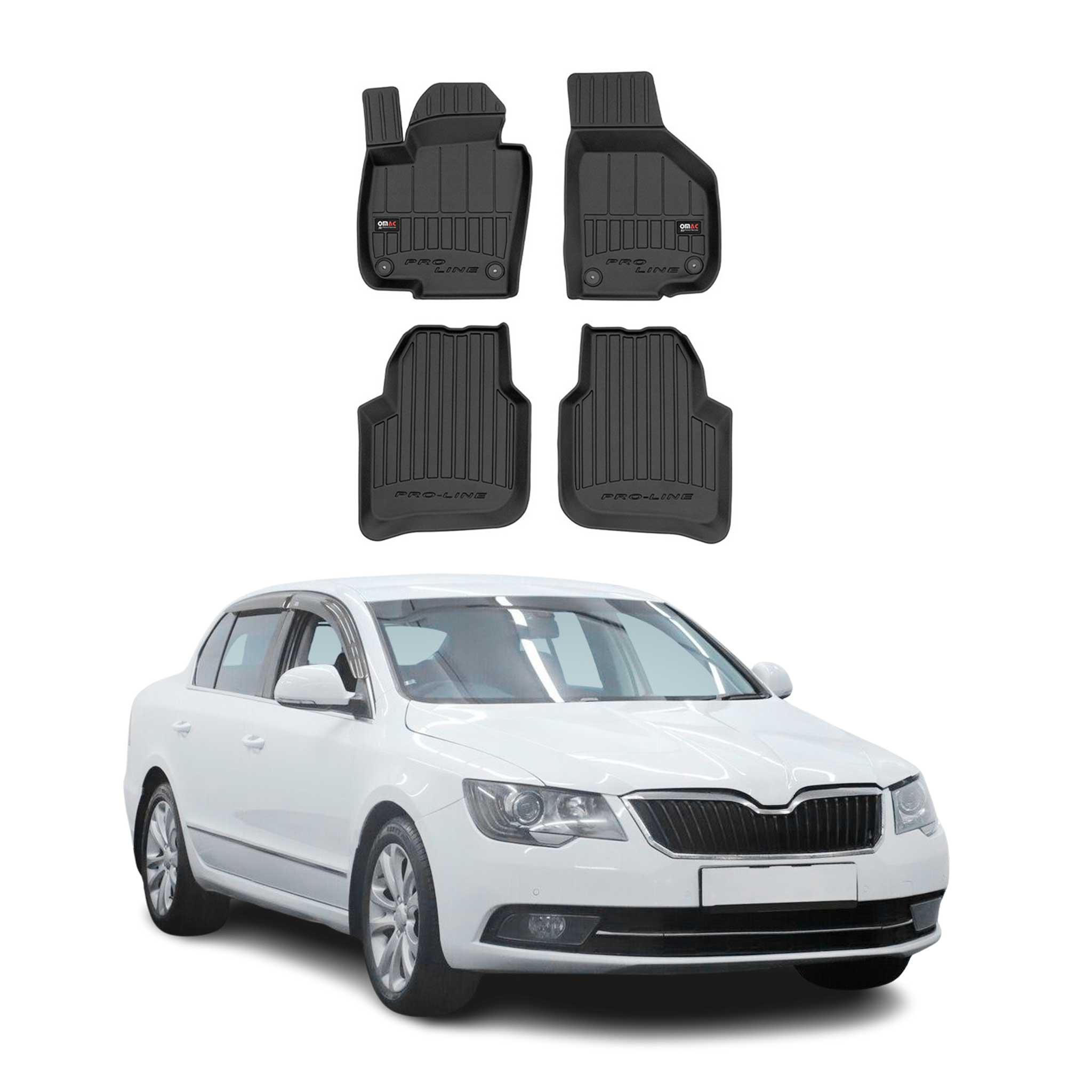 OMAC Gummi Fußmatten für Skoda Superb 2008-2015 Premium TPE Automatten 4tlg