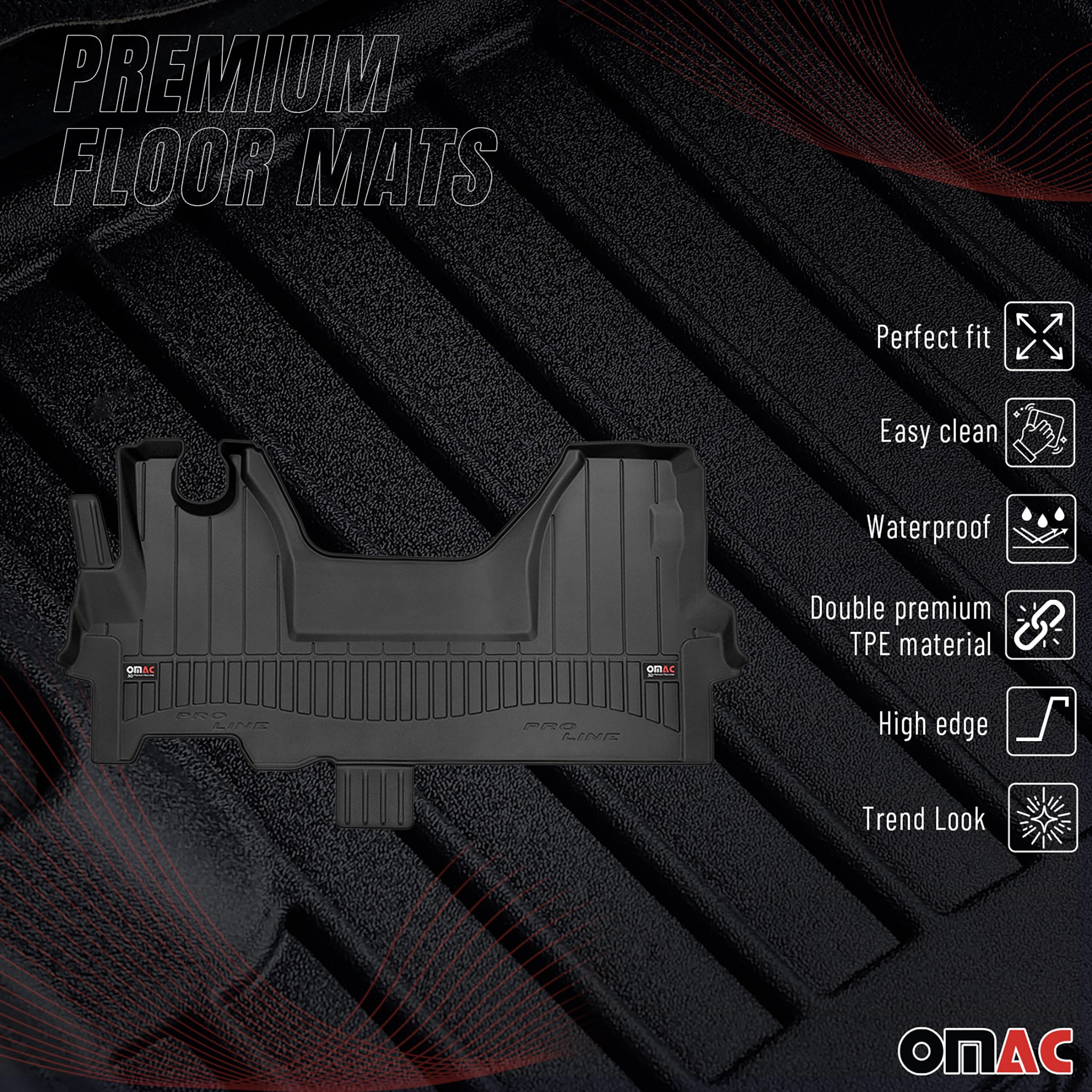 OMAC Gummi Fußmatten für Iveco Daily 2014-2026 Premium TPE Automatten Schwarz 1x