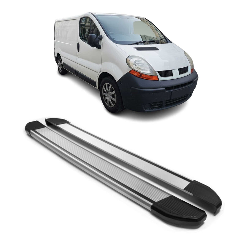 Alu Seitenschweller Trittbretter für Renault Trafic 2001-2014 Kurzer L1 Silber