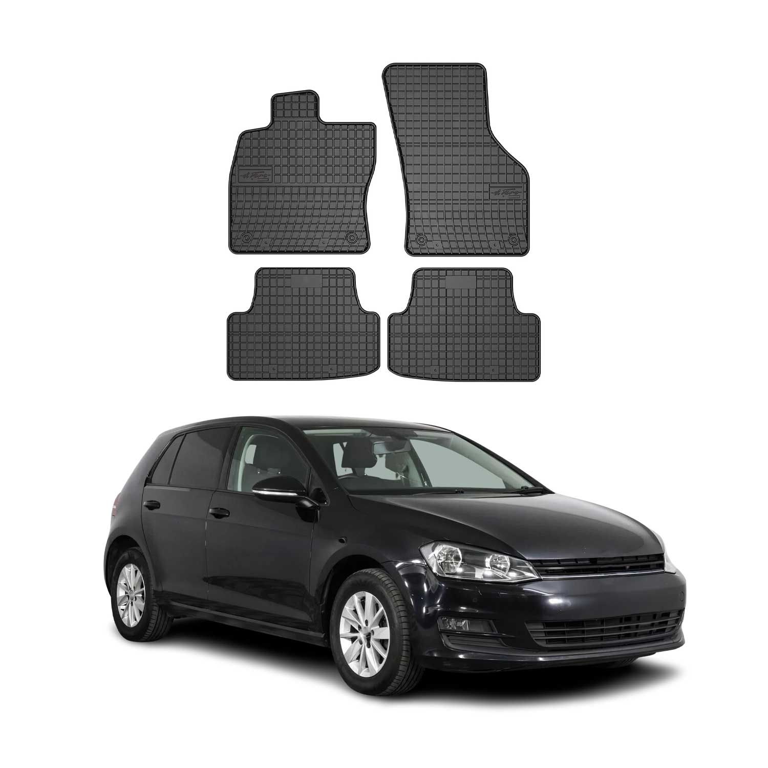 OMAC Gummi Fußmatten für VW Golf 2012-2020 Automatten Gummi Schwarz 4tlg