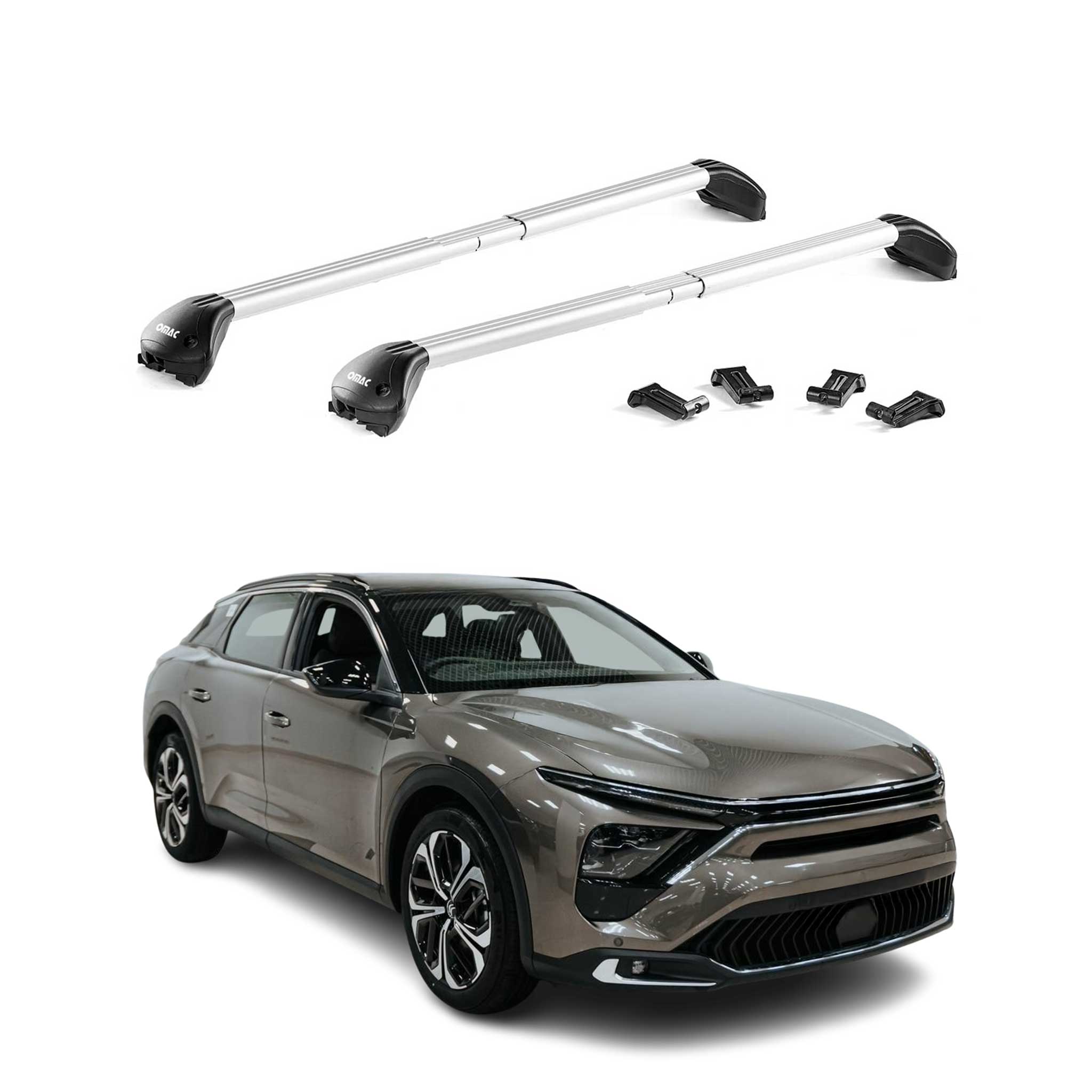 Dachträger Grundtäger für Citroen C5 X 2022-2026 100kg Aluminium Silber 2x ABE