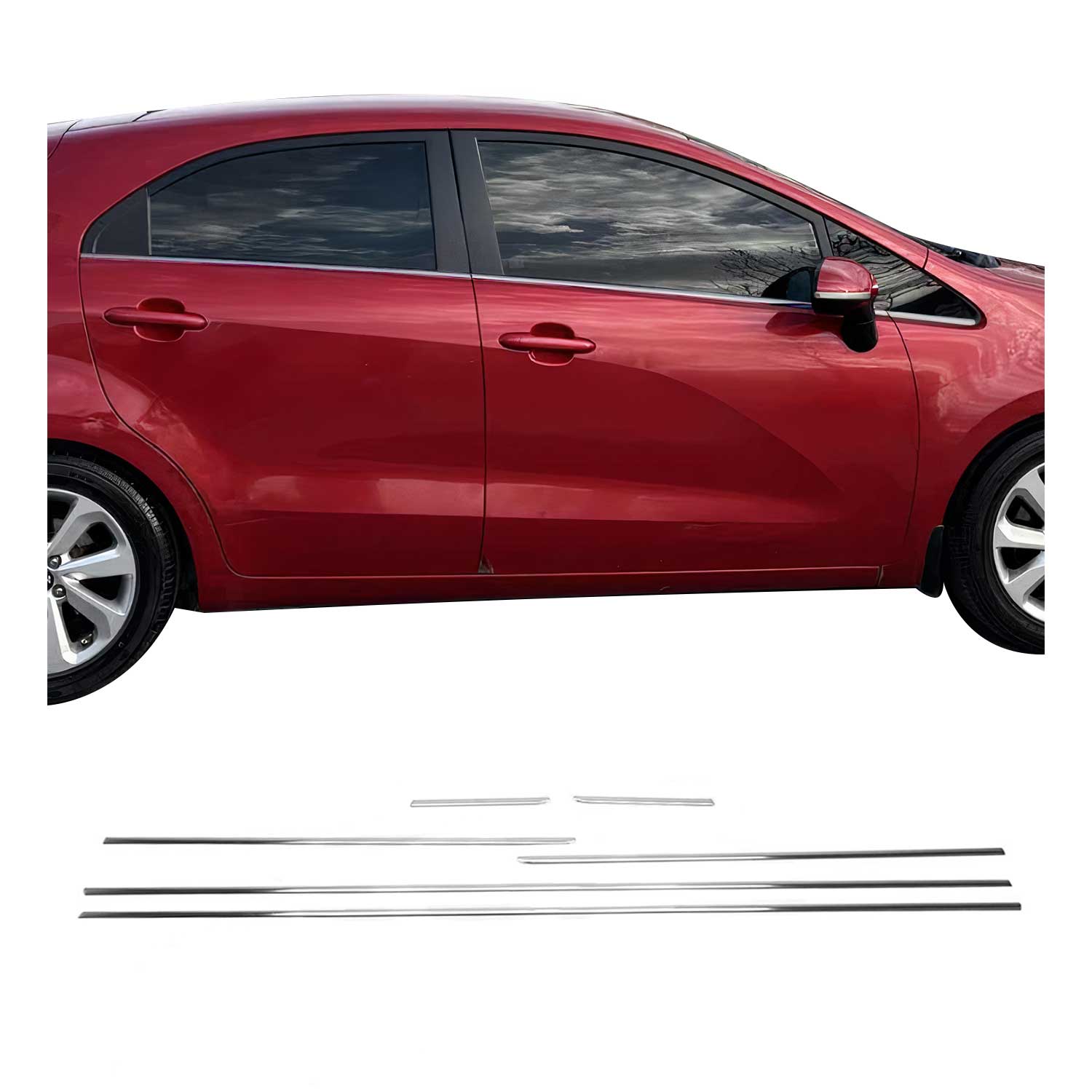 Fensterleisten Zierleisten für Kia Rio Schragheck & Limo Edelstahl Chrom 6tlg