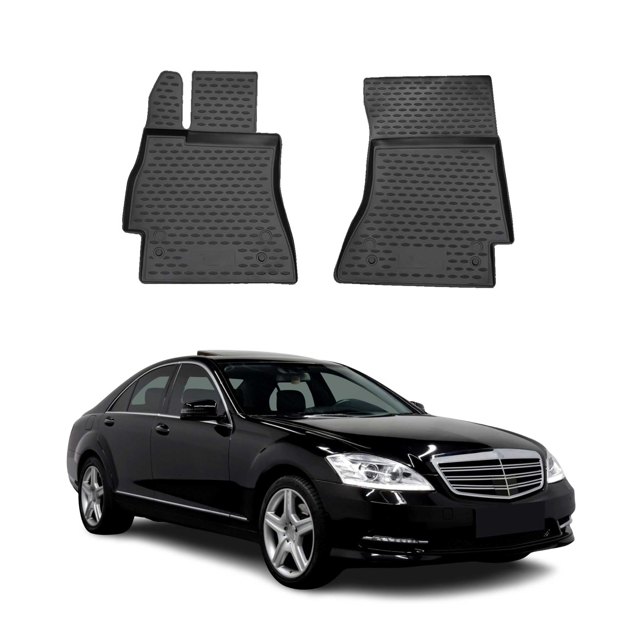 OMAC Gummimatten Fußmatten für Mercedes S Klasse W221 2005-2013 TPE Schwarz 1x