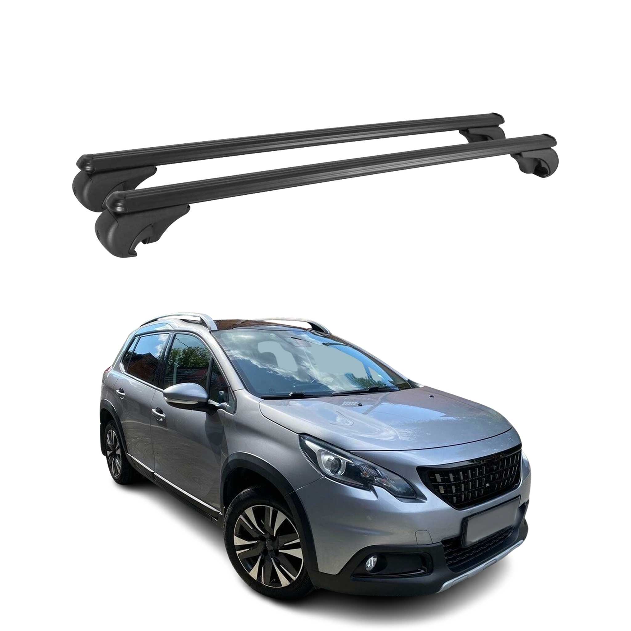 Dachträger für Peugeot 2008 2013-2020 Gepäckträger Grundträger Alu Schwarz 2x