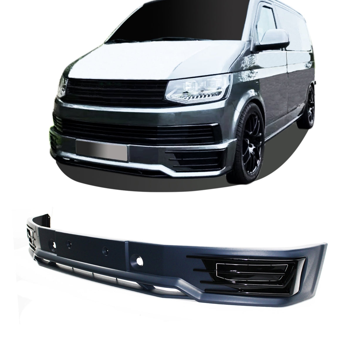JOM Frontspoilerlippe für VW T6 2015-2019 Grau Sport Look ABS