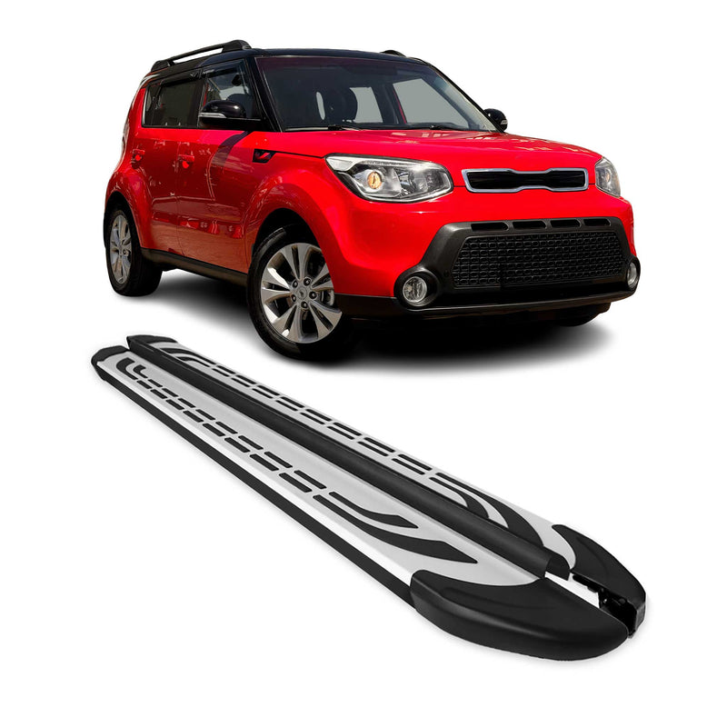 Trittbretter Seitenschweller Seitenbretter für Kia Soul 2013-2019 Alu Schwarz