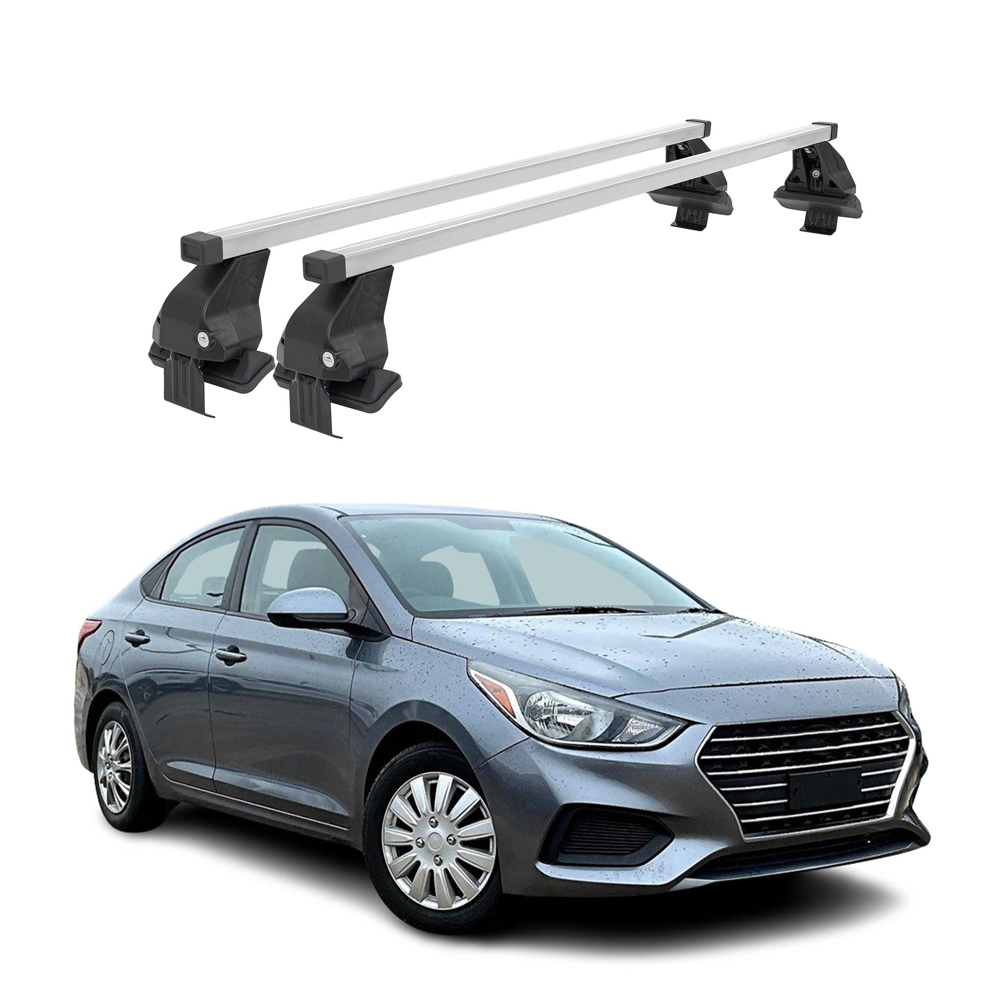 Menabo Dachträger Grundtäger für Hyundai Accent Limo 2017-2023 50kg Stahl Silber