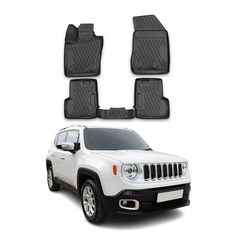 OMAC Gummimatten Fußmatten für Jeep Renegade 2014-2024 TPE Automatten Schwarz 4x
