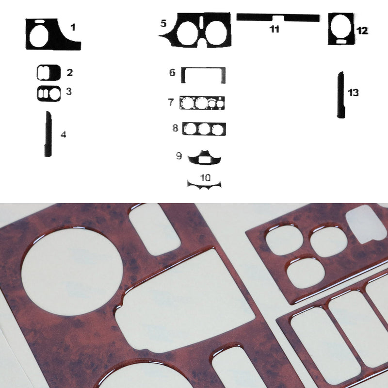 Innenraum Dekor Cockpit für Renault Kangoo 1998-2008 Wurzelholz Optik 13tlg