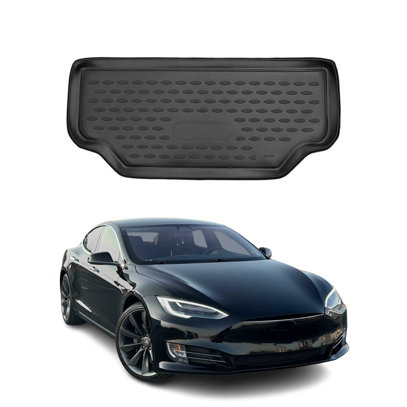 Kofferraummatte Kofferraumwanne für Tesla Model S 2016-2020 AWD Gummi Schwarz