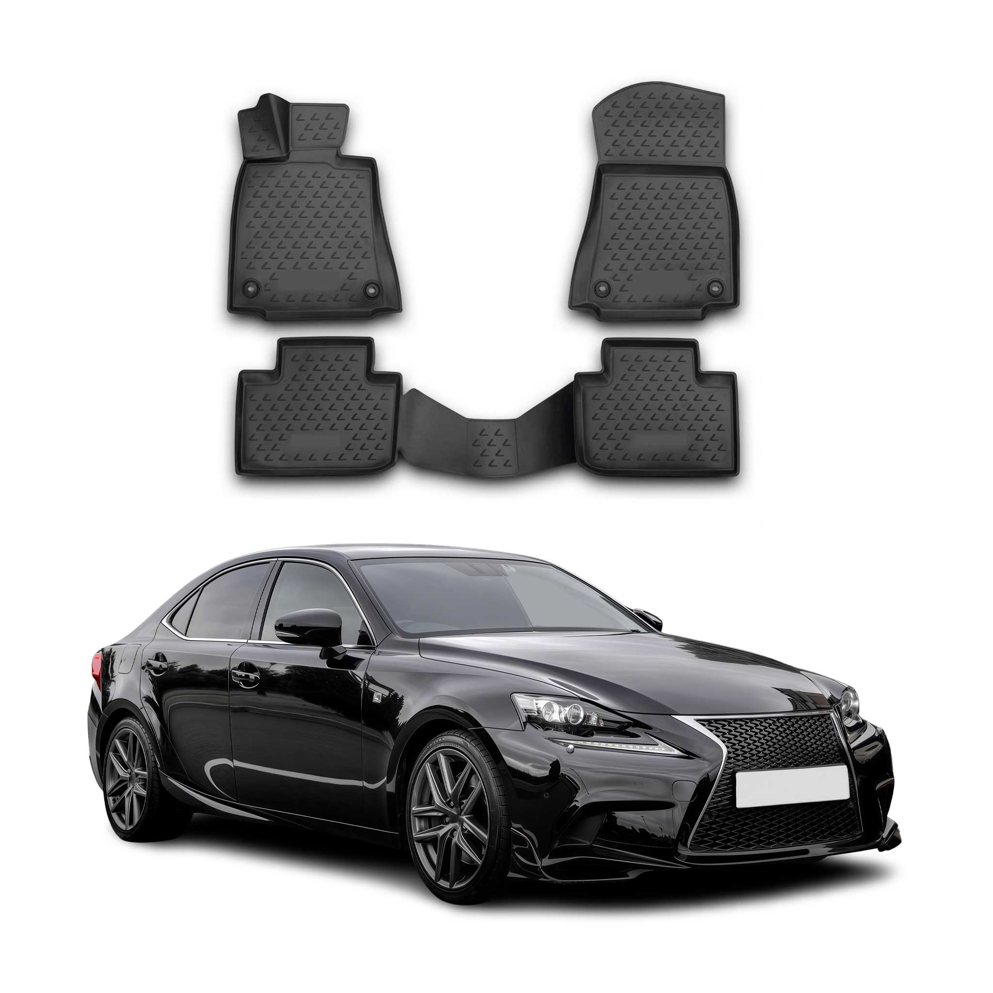 OMAC Gummimatten Fußmatten für Lexus IS250 2013-2021 TPE Automatten Schwarz 4x
