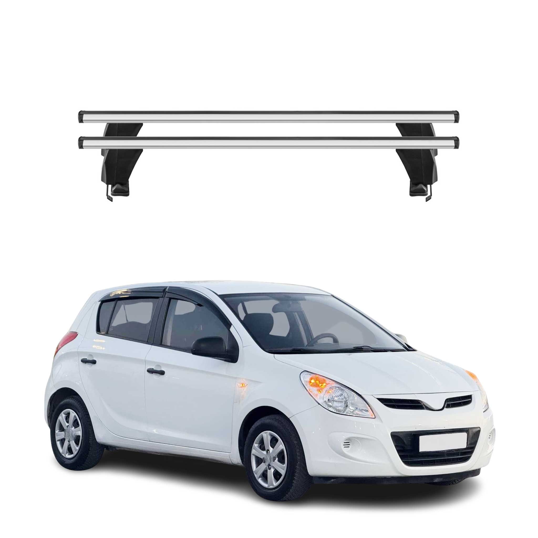 Menabo Dachträger Grundtäger für Hyundai i20 2008-2014 50kg Alu Silber 2 tlg