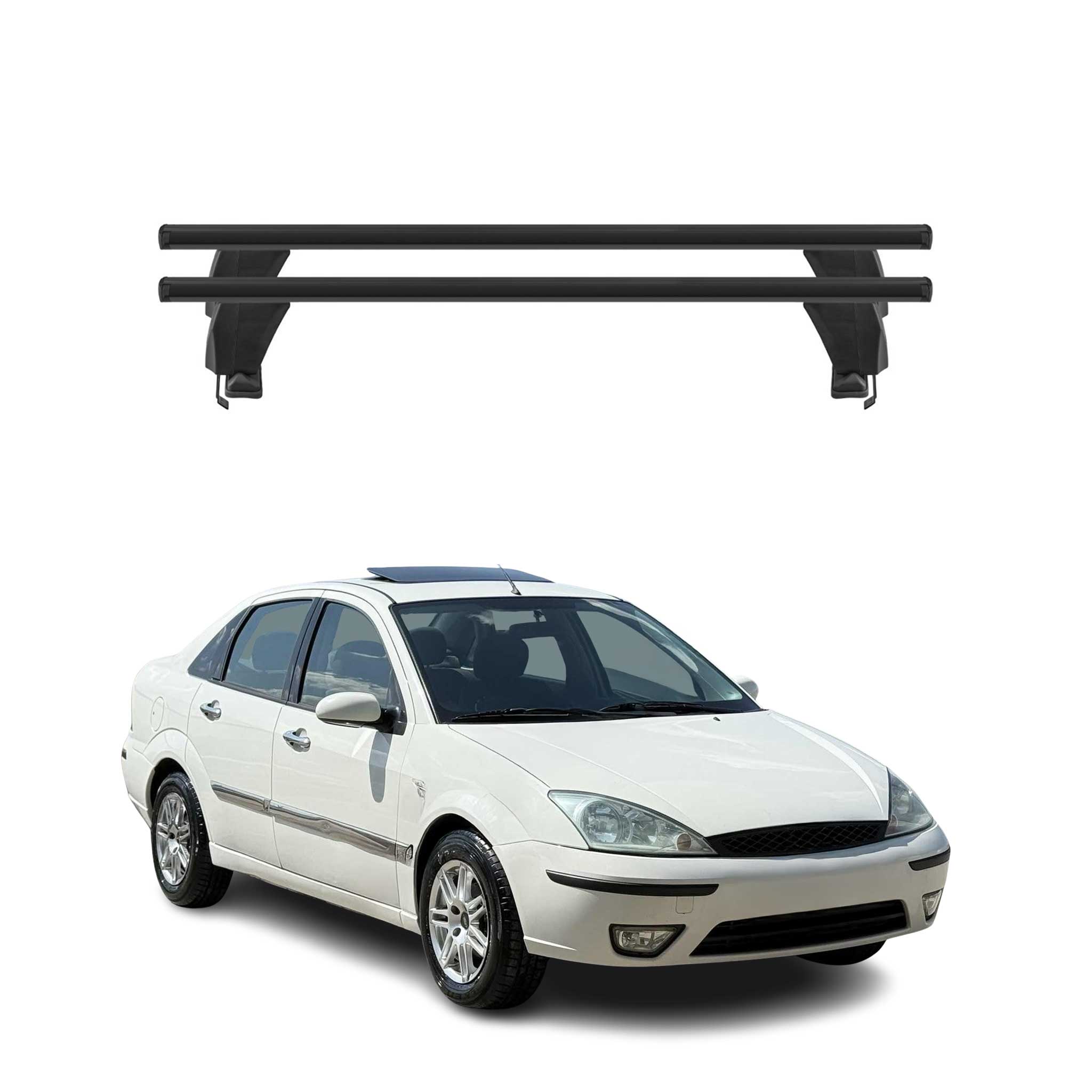 Menabo Dachträger Grundtäger für Ford Focus 1998-2004 50kg Alu Schwarz 2 tlg