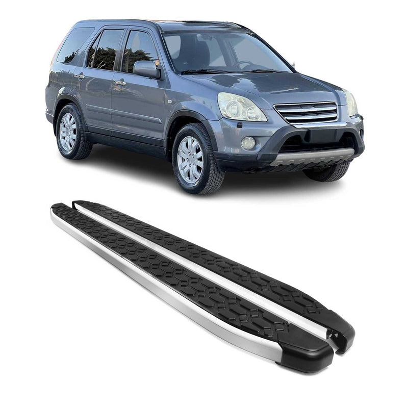Alu Trittbretter Seitenschweller für Honda CR-V 2001-2007 Schwarz Silber 2tlg