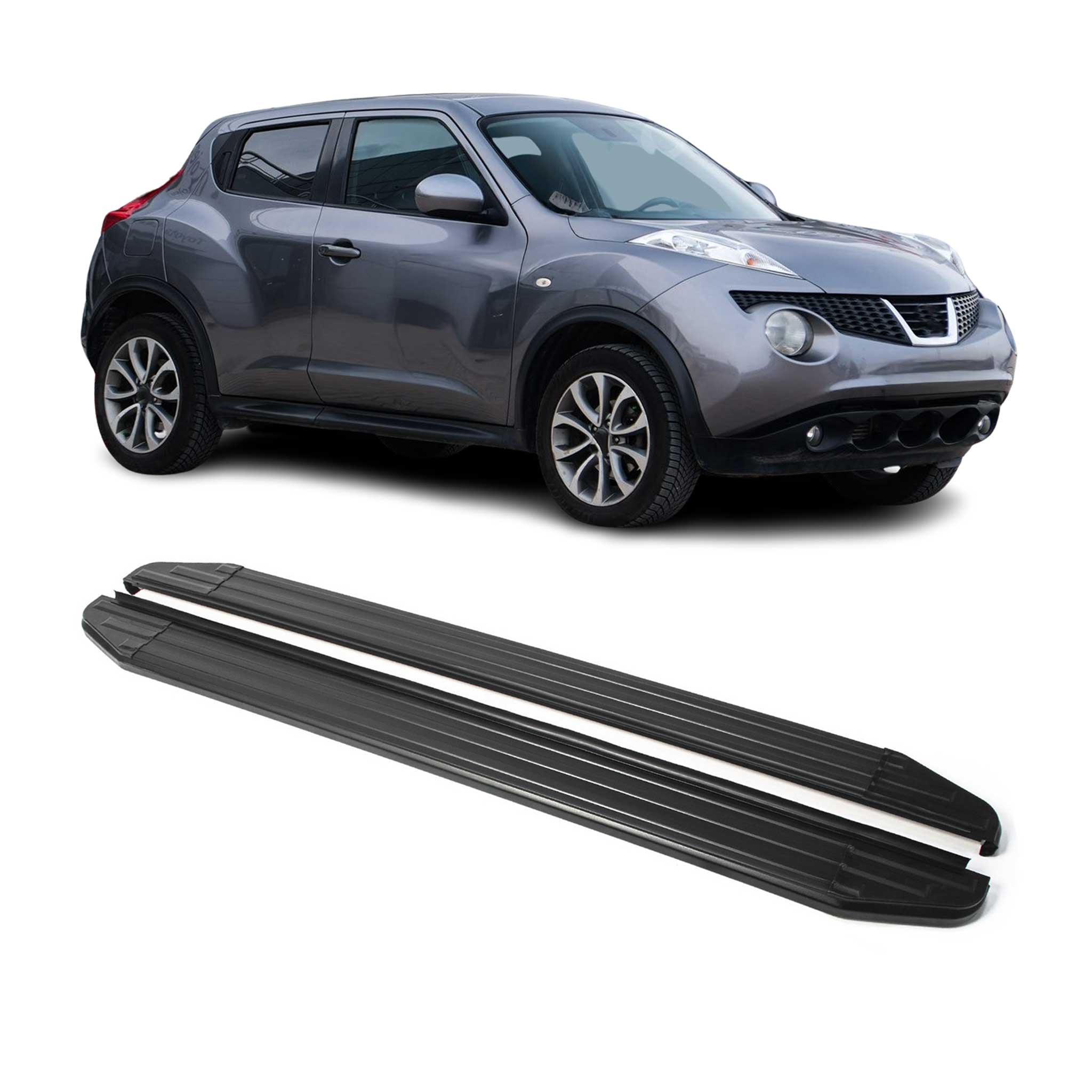 Trittbretter Seitenschweller für Nissan Juke 2010-2016 Alu Schwarz ABE