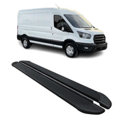 Trittbretter Seitenschweller für Ford e-Transit 2022-2026 L3 Alu Schwarz 2x