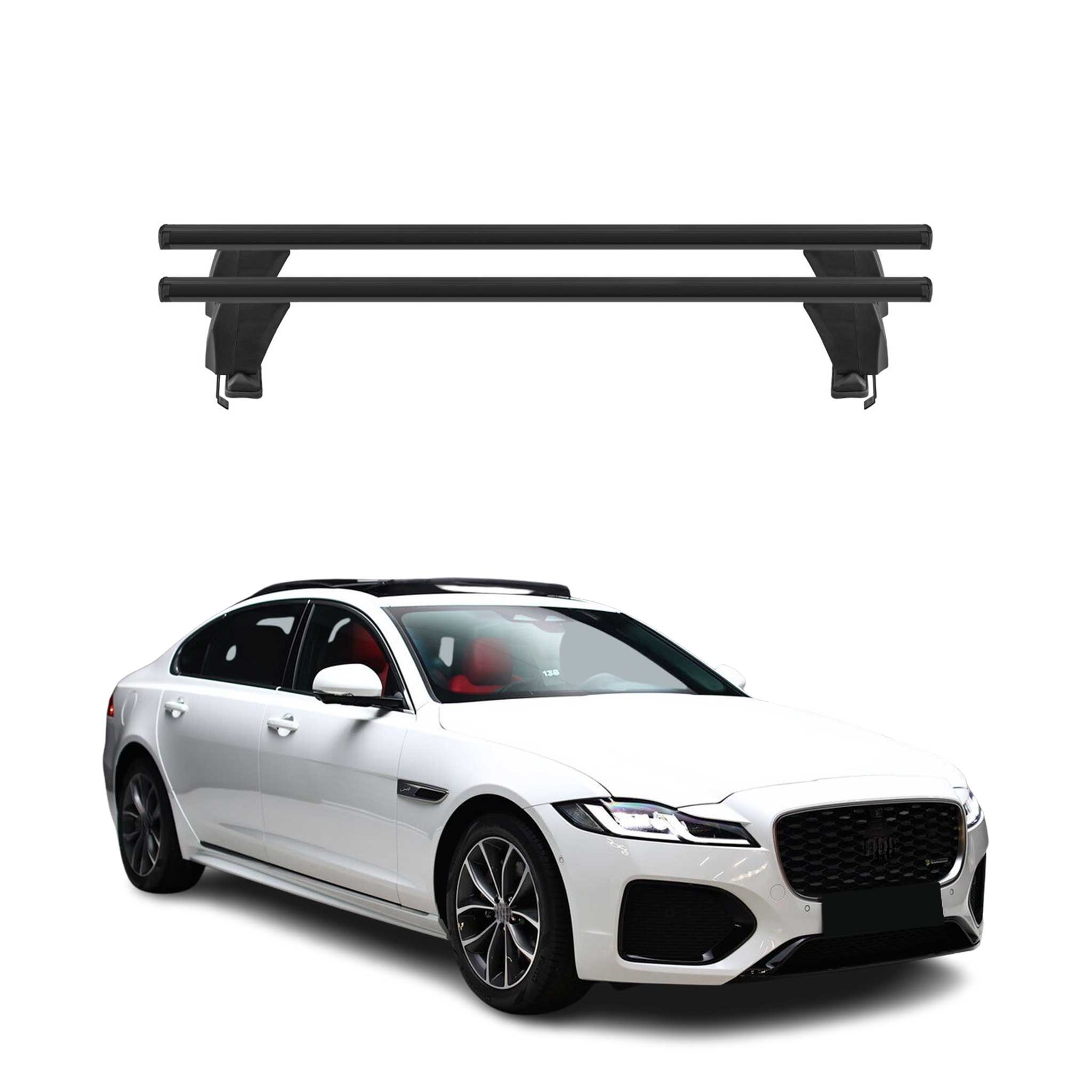 Menabo Dachträger Grundtäger für Jaguar XF 2021-2024 50kg Alu Schwarz 2 tlg