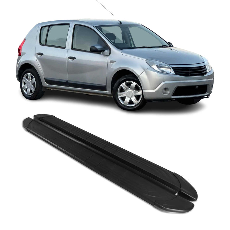 Trittbretter Seitenschweller für Dacia Sandero 2007-2012 Aluminium Schwarz 2tlg