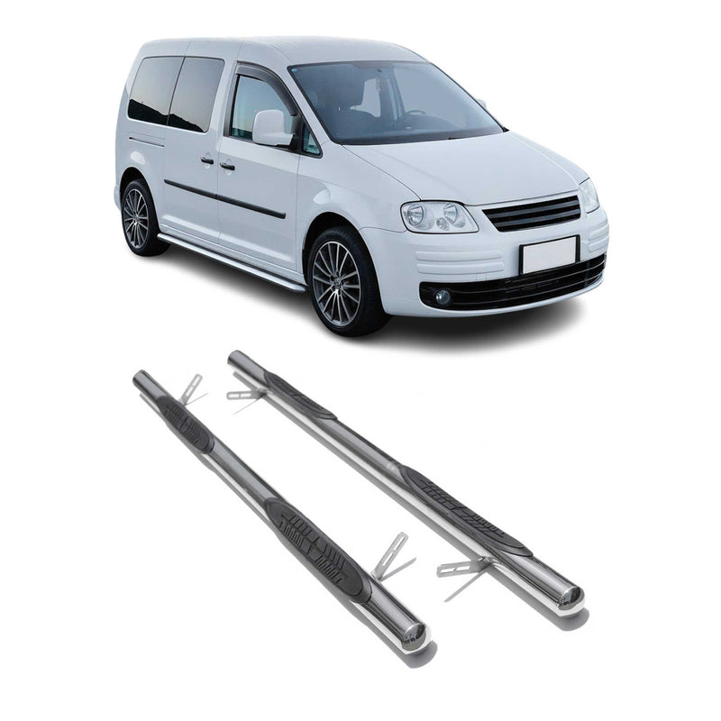 Edelstahl Trittbretter Schwellerrohre für VW Caddy Maxi 2004-2020 Silber