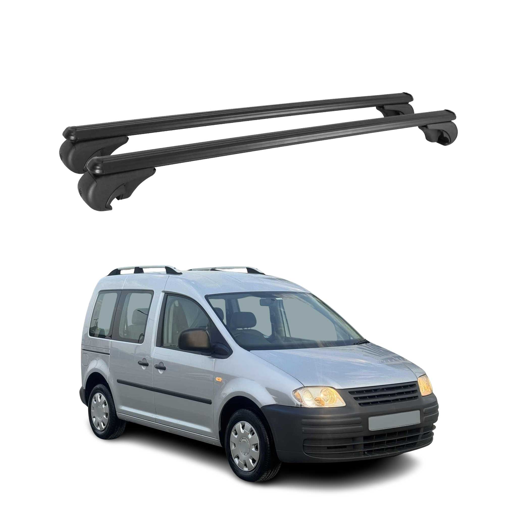 Dachträger Grundtäger für VW Caddy 2004-2015 75kg Aluminium Schwarz 2tlg