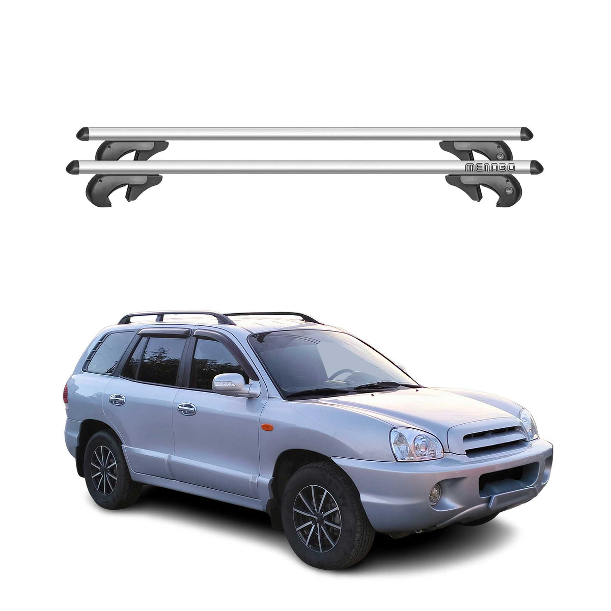 Menabo Dachträger Grundtäger für Hyundai Santa Fe 2006-2012 90kg Alu Silber 2x
