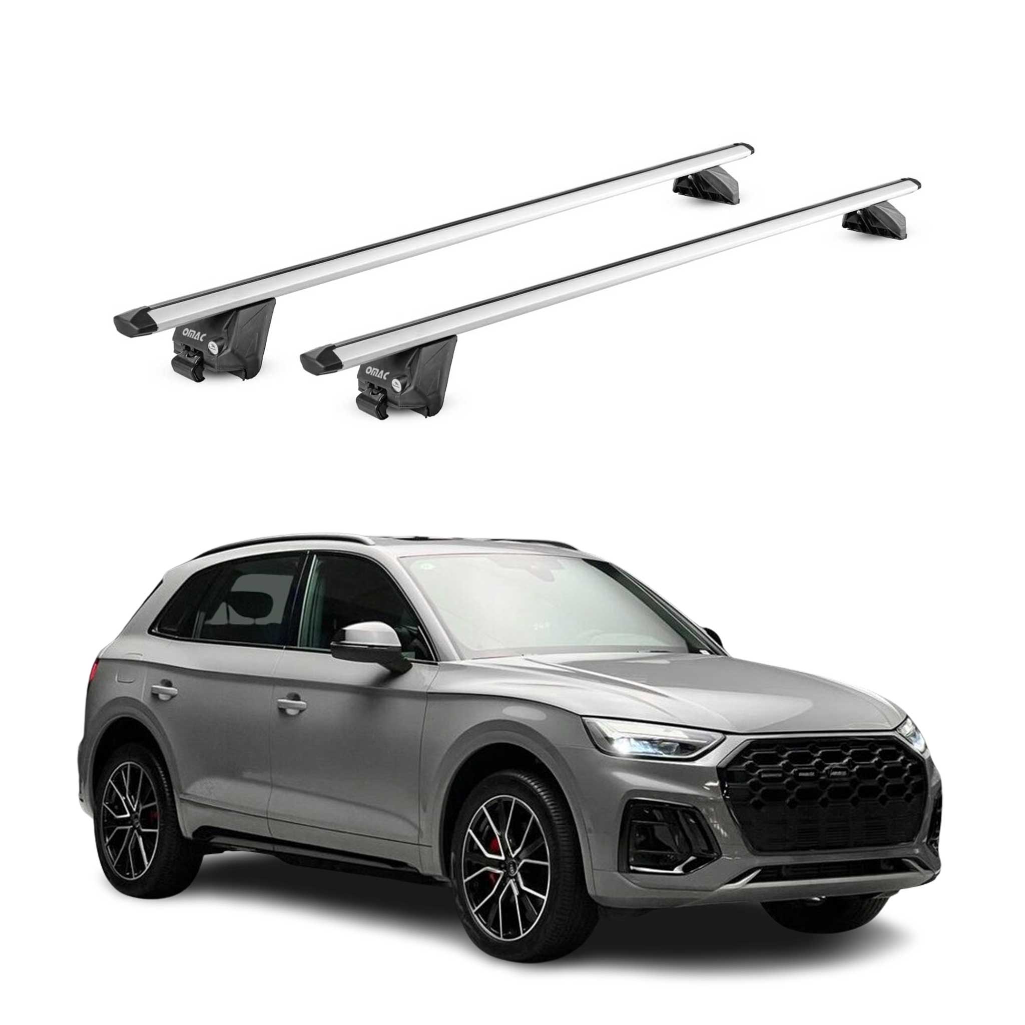 Dachträger Grundtäger für Audi Q5 mk3 2025-2026 100kg Aluminium Silber 2tlg ABE