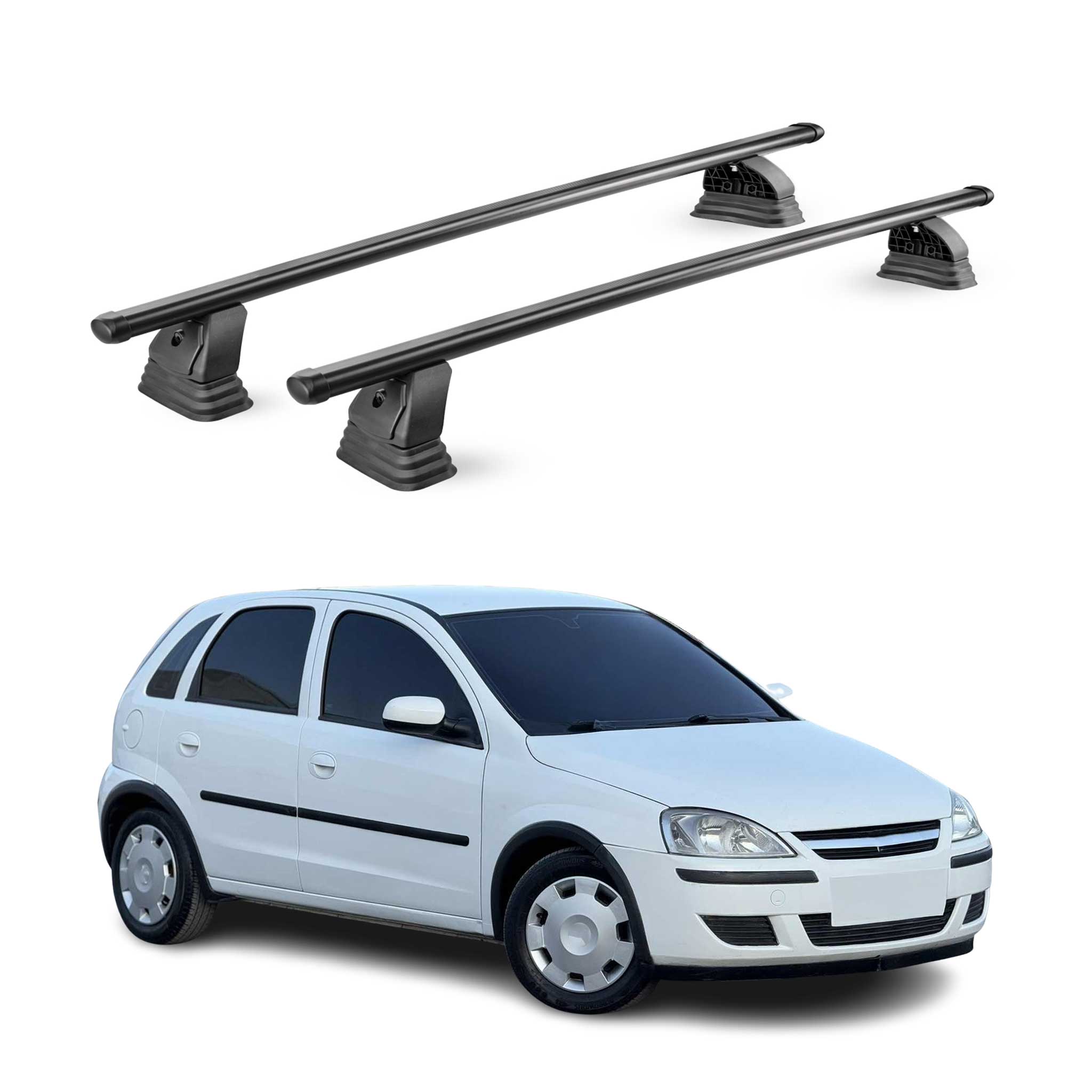 Stahl Dachträger für Opel Corsa C Schrägheck 2000-2006 TÜV 75 kg 2tlg Schwarz