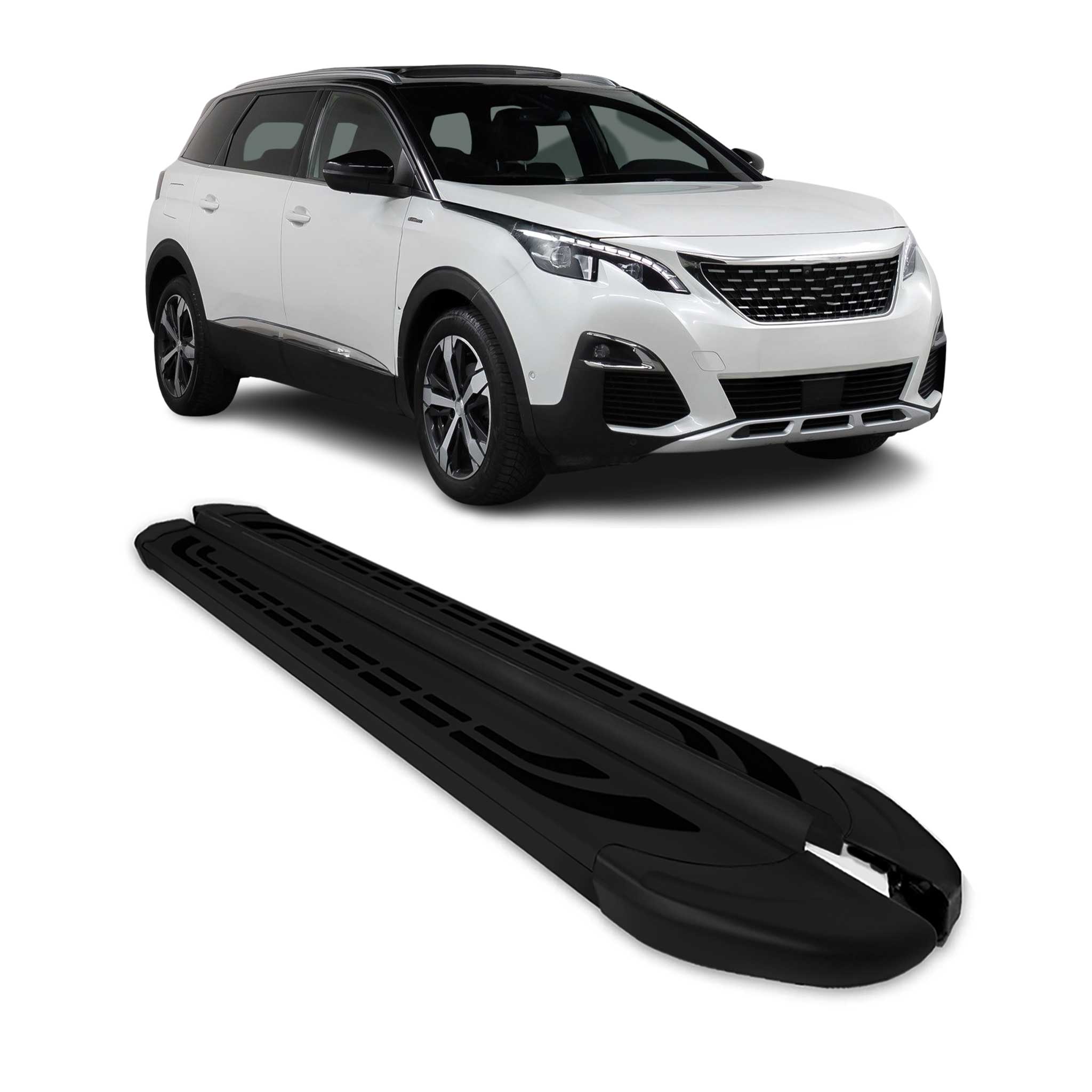 Trittbretter Seitenschweller Seitenbretter für Peugeot 5008 2017-24 Alu Schwarz