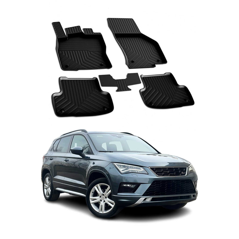 Fußmatten 3D Automatten Gummimatten für Seat Ateca 2016-2020 Gummi Schwarz 4tlg