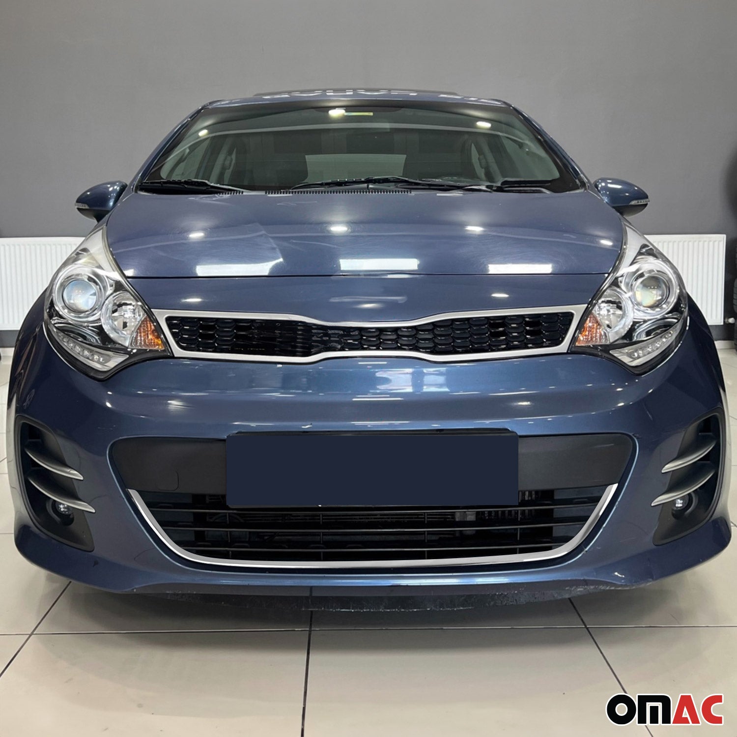 Kühlergrill Leisten Grillleisten für Kia Rio Schrägheck Limo 2011-2017 Chrom