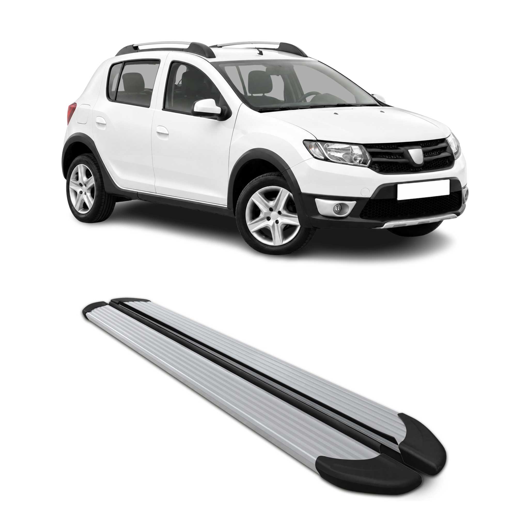 Trittbretter Schweller für Dacia Sandero Stepway 2013-2020 Aluminium Silber