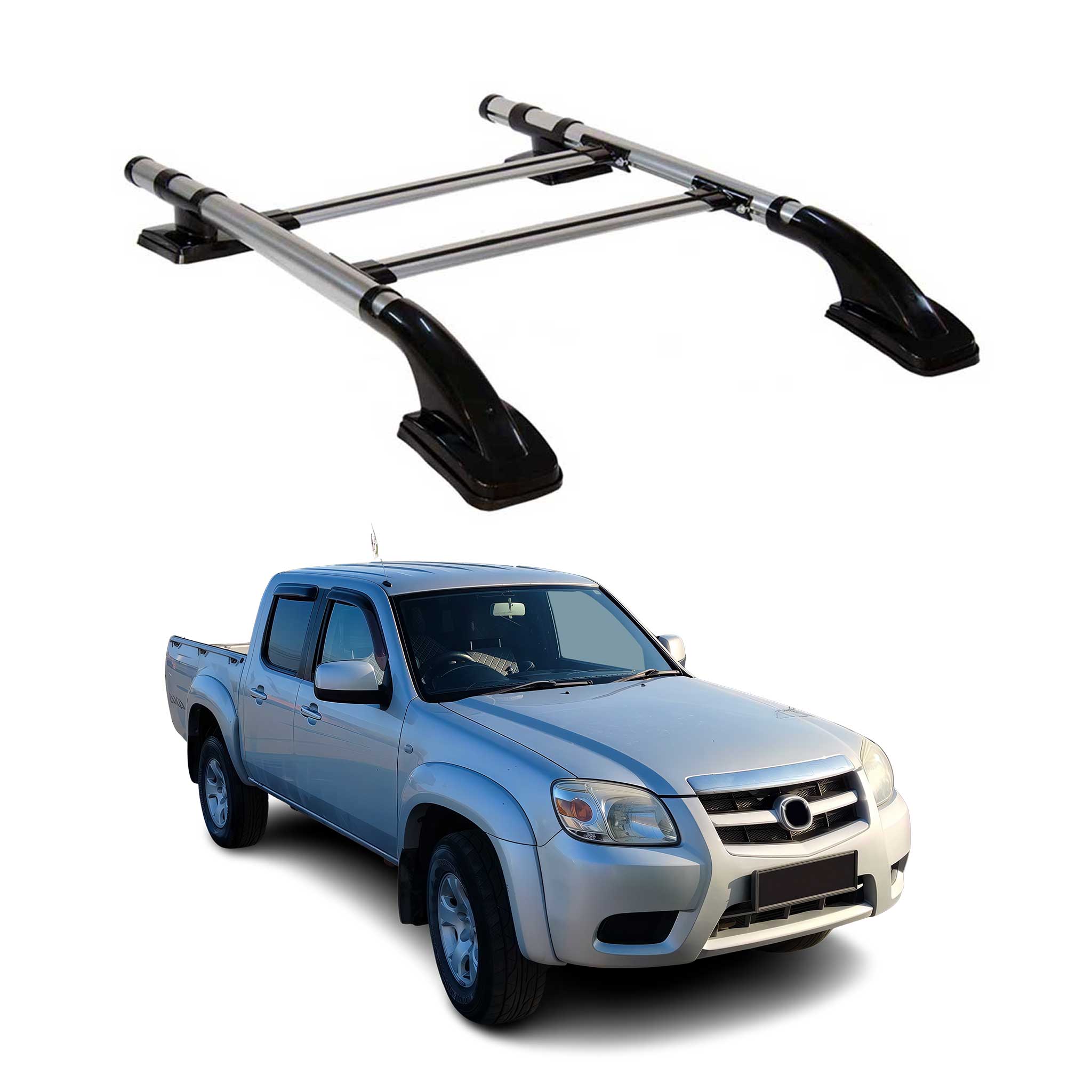 Dachreling & Dachträger Satz für Mazda BT-50 2006-2012 Aluminium Grau 4x