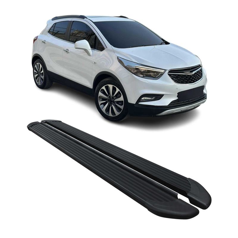 Seitenschweller Trittbretter Schweller für Opel Mokka 2012-2019 Alu Schwarz