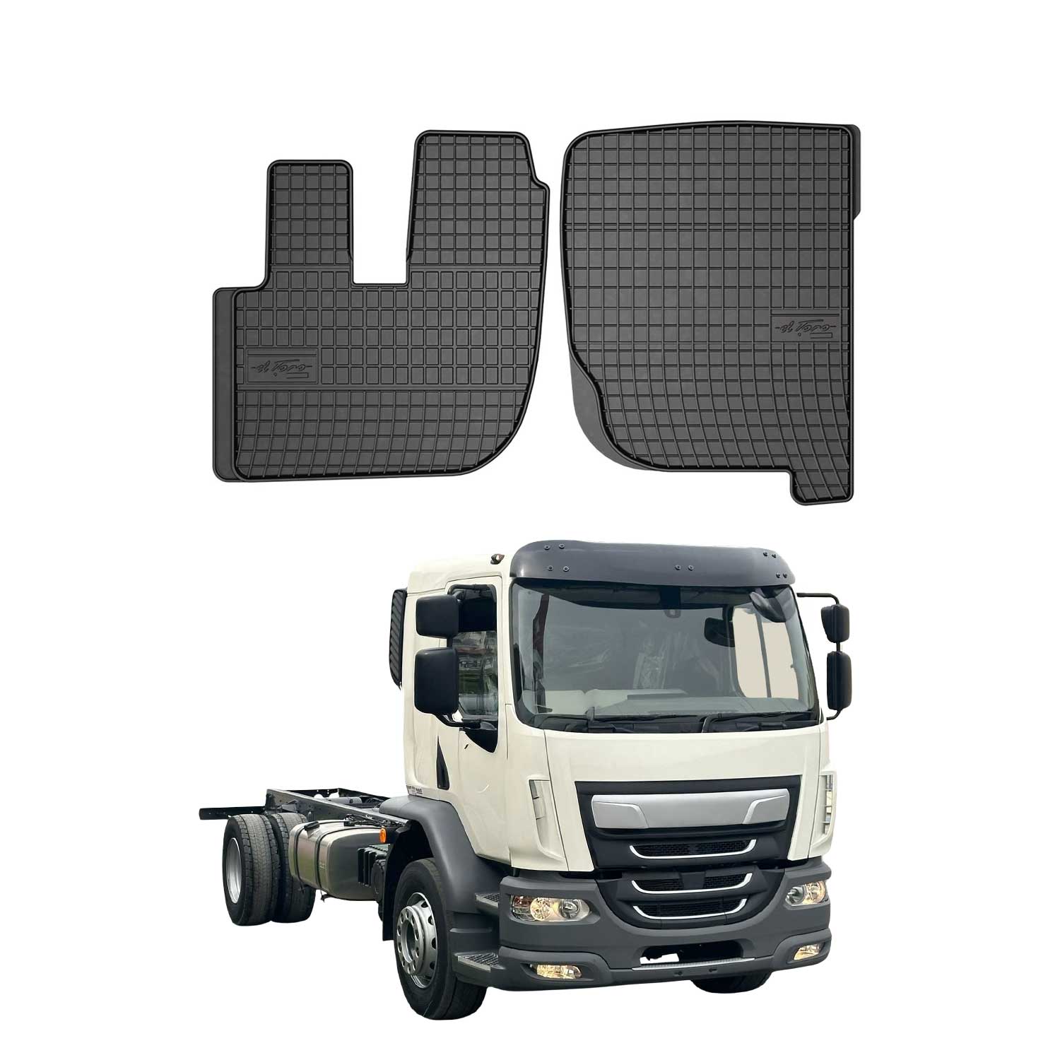 OMAC Gummi Fußmatten für DAF LF 45/55 2002-2026 Automatten Gummi Schwarz 2tlg