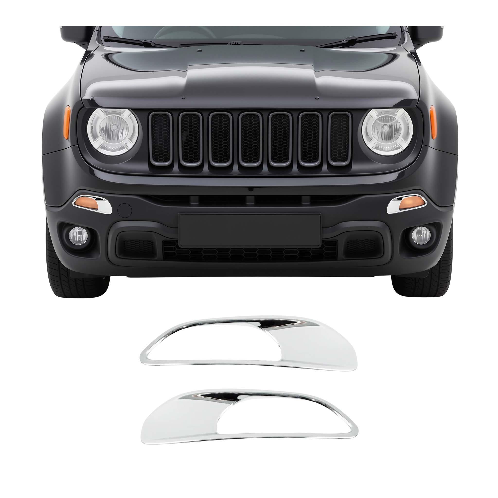 Scheinwerfer Leisten Scheinwerferblende für Jeep Renegade 2014-2024 Chrom ABS 2x