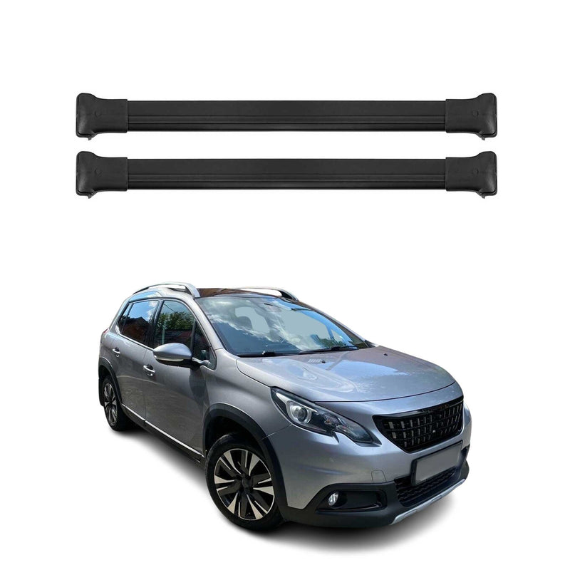 Dachträger Grundtäger für Peugeot 2008 2013-2019 75kg Aluminium Schwarz 2 tlg