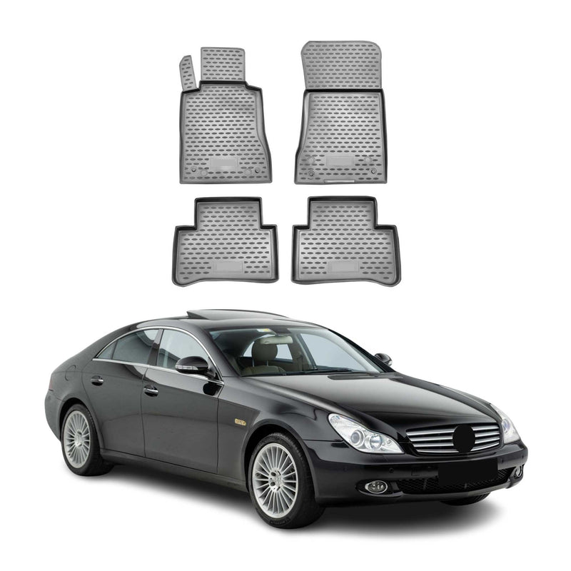 OMAC Gummimatten Fußmatten für Mercedes CLS W219 2004-2010 TPE Automatte Grau 4x