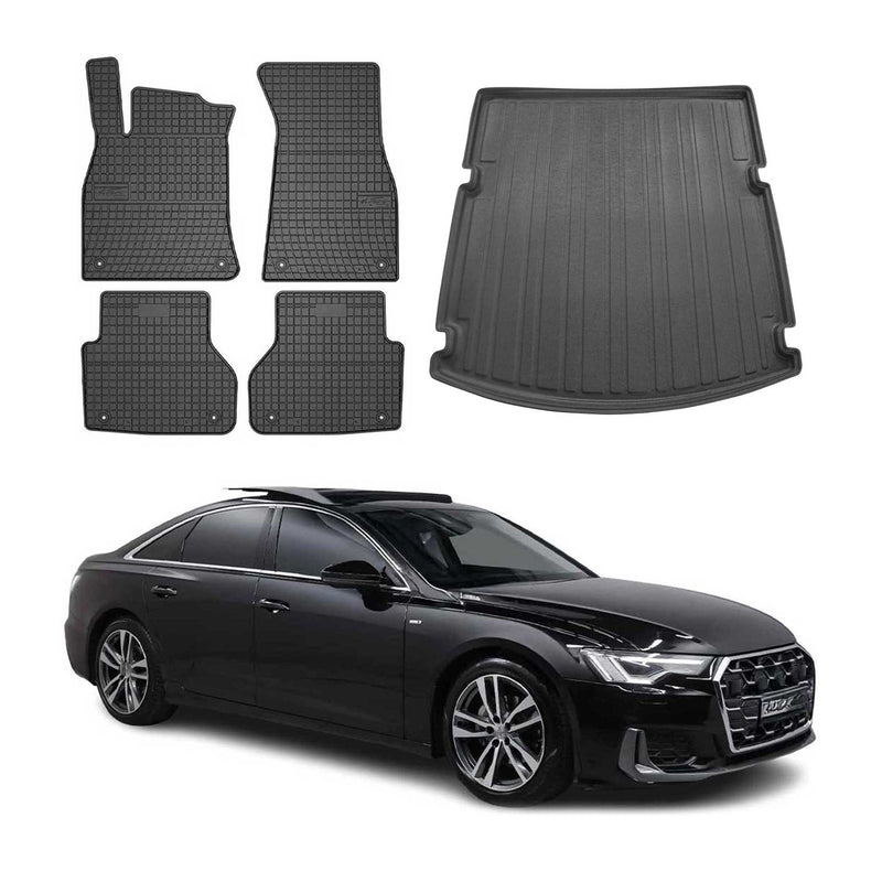 Fußmatten & Kofferraumwanne Set für Audi A6 Limo C8 2018-2025 Gummi 5x