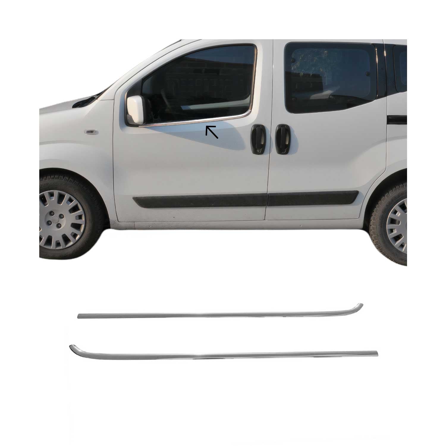 Fensterleisten Zierleisten für Citroen Nemo 2008-2021 Edelstahl Chrom 2tlg