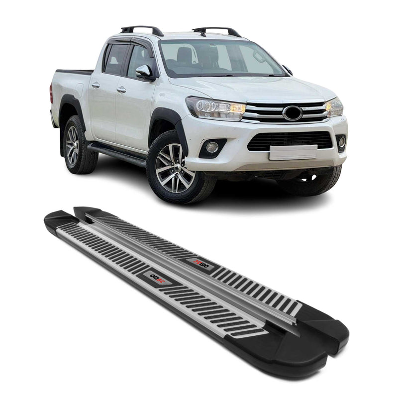 Trittbretter Seitenbretter für Toyota Hilux DoubleCab 2015-25 Schwarz