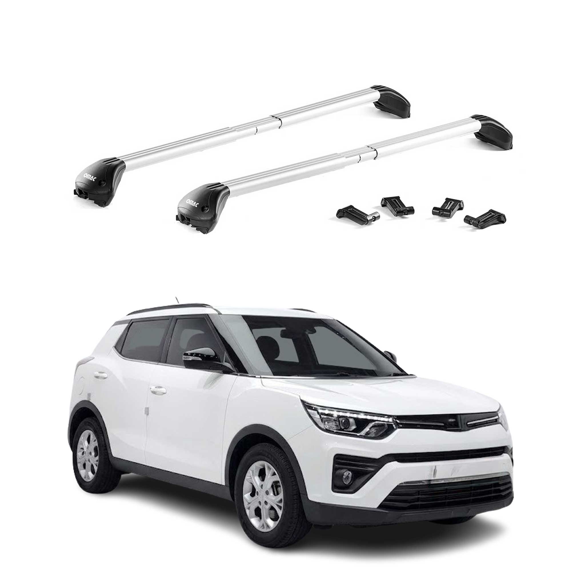Dachträger Grundtäger für Ssangyong Tivoli 2015-2023 100kg Aluminium Silber ABE
