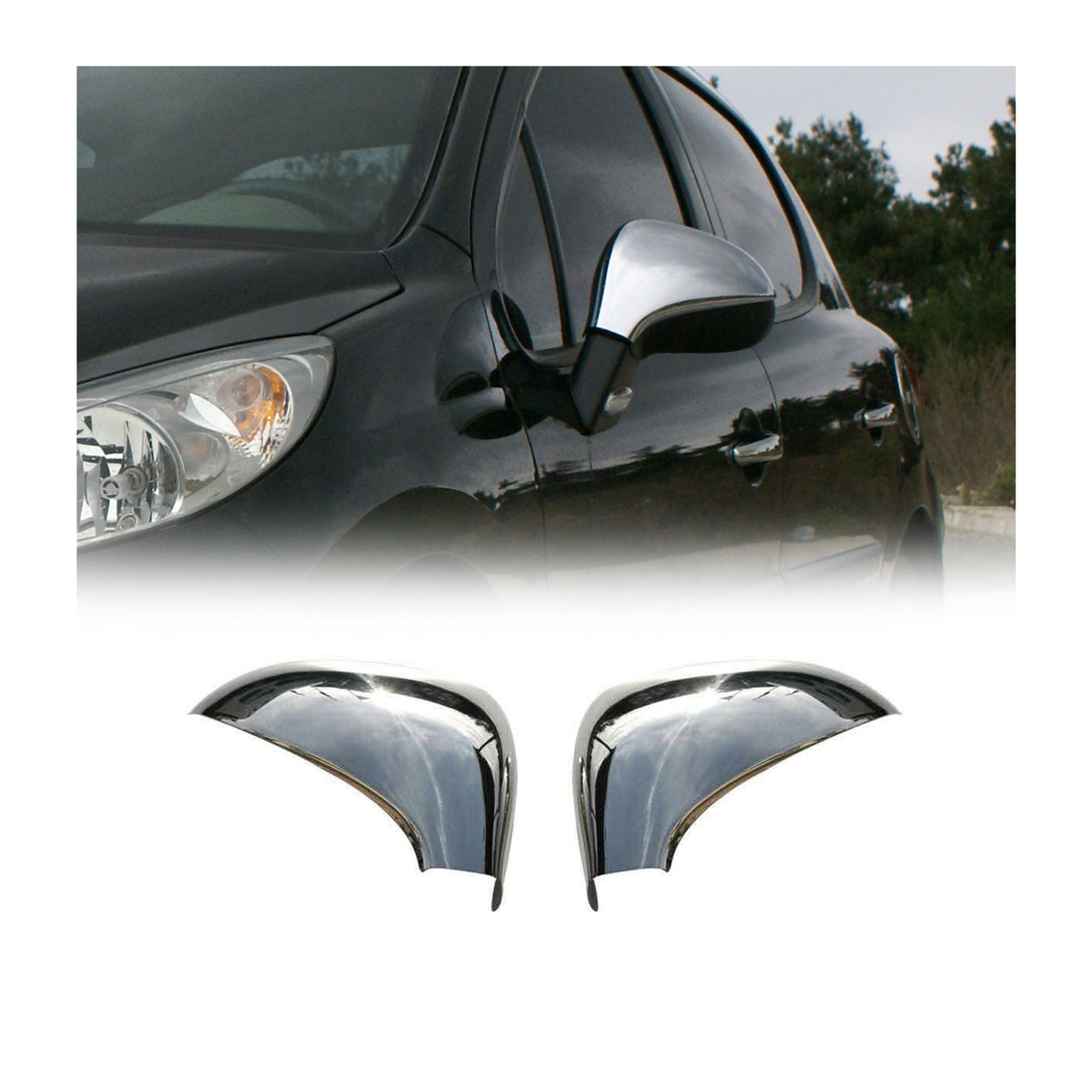 Spiegelkappen Spiegelabdeckung für Peugeot 308 2008-2014 Edelstahl Chrom 2tlg