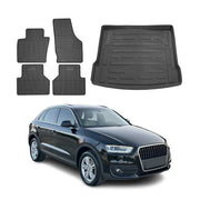 Fußmatten & Kofferraumwanne Set für Audi Q3 8U 2011-2018 Gummi Schwarz TPE 5x