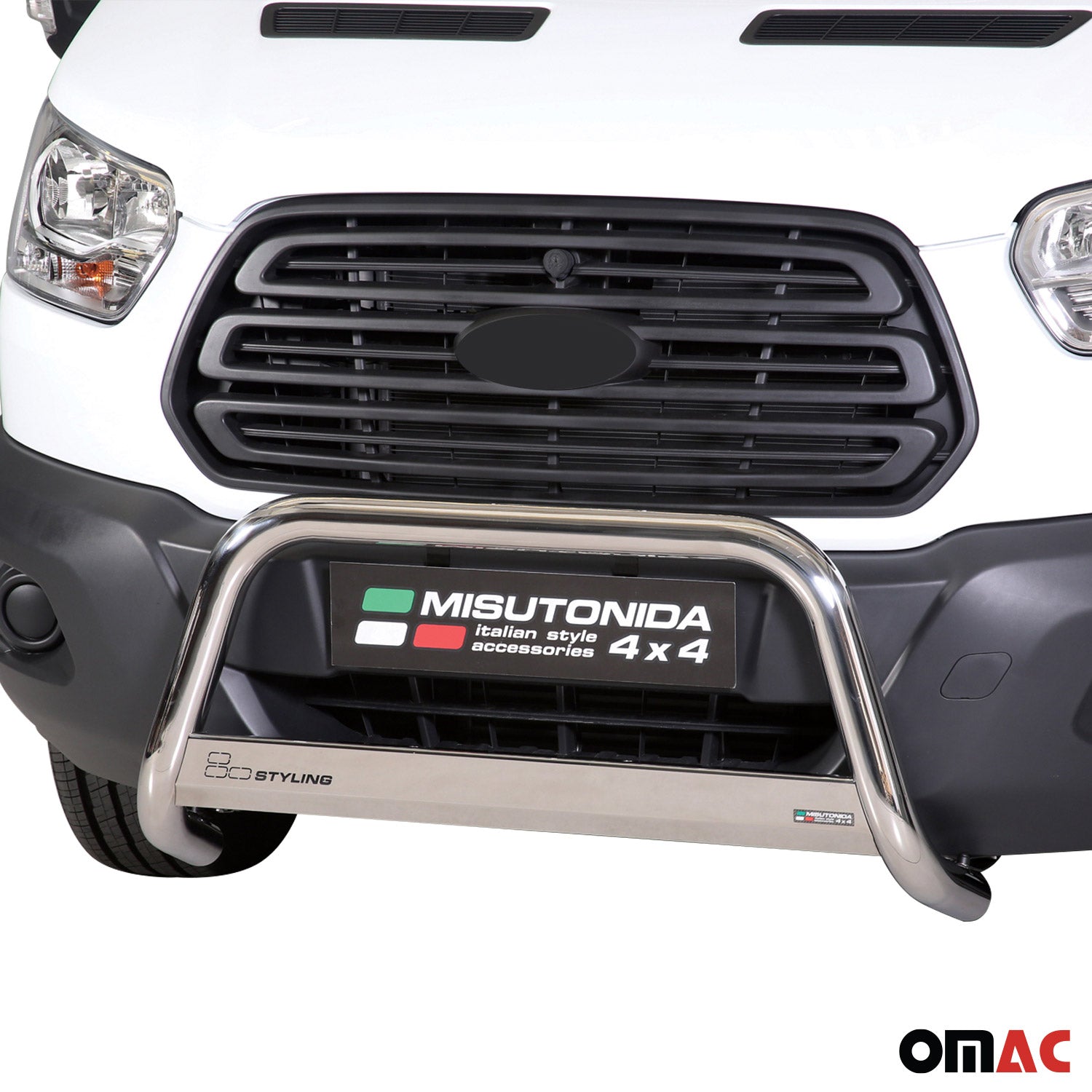 Edelstahl Frontbügel Frontschutzbügel für Ford Transit 2015-2026 Grau Ø 63 mm