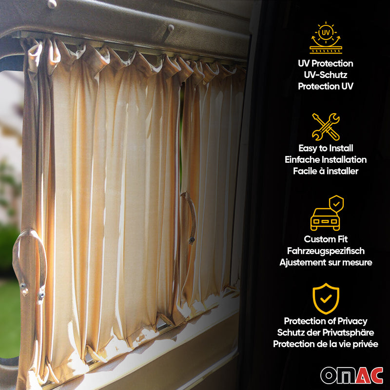 Sun protection made to measure curtains for Renault Trafic 2001-2014 long beige 10x