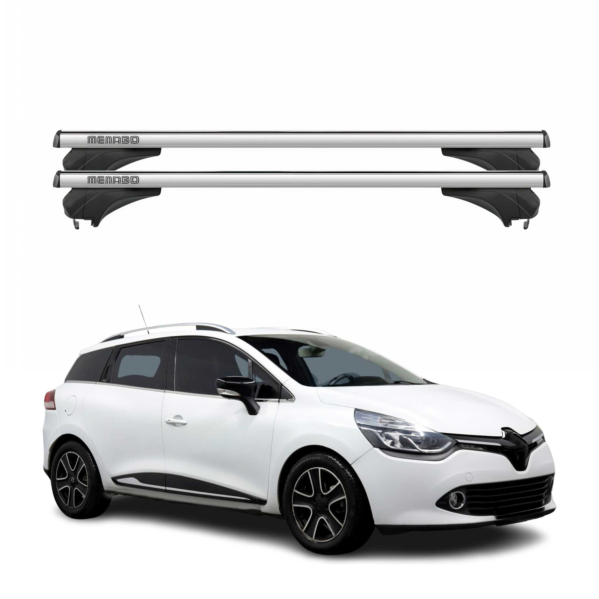 Menabo Dachträger für Renault Clio IV Sporter / Grand Tourer 2013-2019 Silber 2x