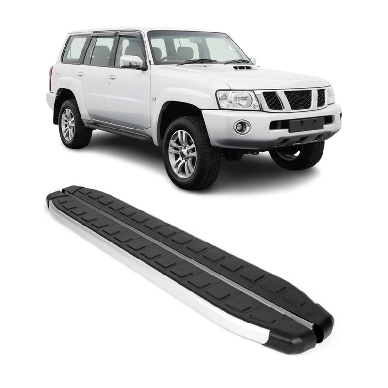 Trittbretter Seitenschweller für Nissan Patrol 2010-2022 Aluminium Schwarz 2tlg