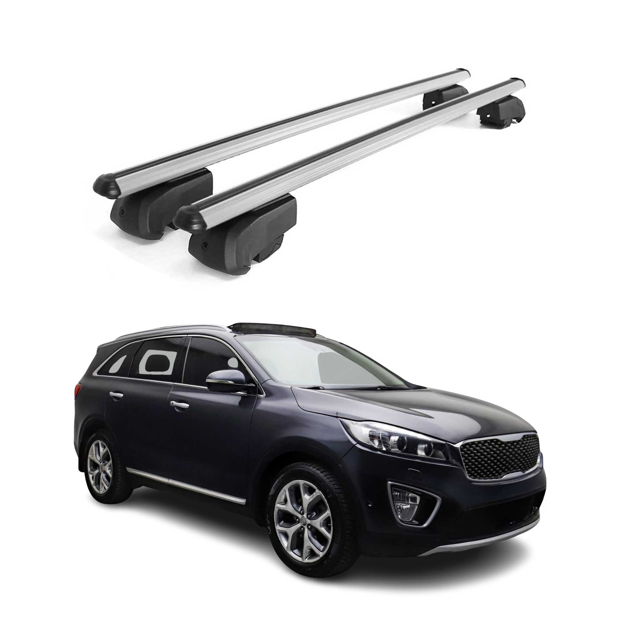Dachträger Gepäckträger für Kia Sorento 2016-2020 Querträger ABE Alu Grau 2x